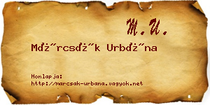 Márcsák Urbána névjegykártya